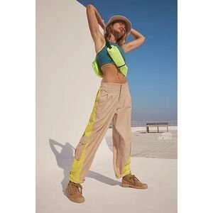 Free People Movement Mesmerize Me Colorblock Cargo Pants in Tan Brown & Yellow